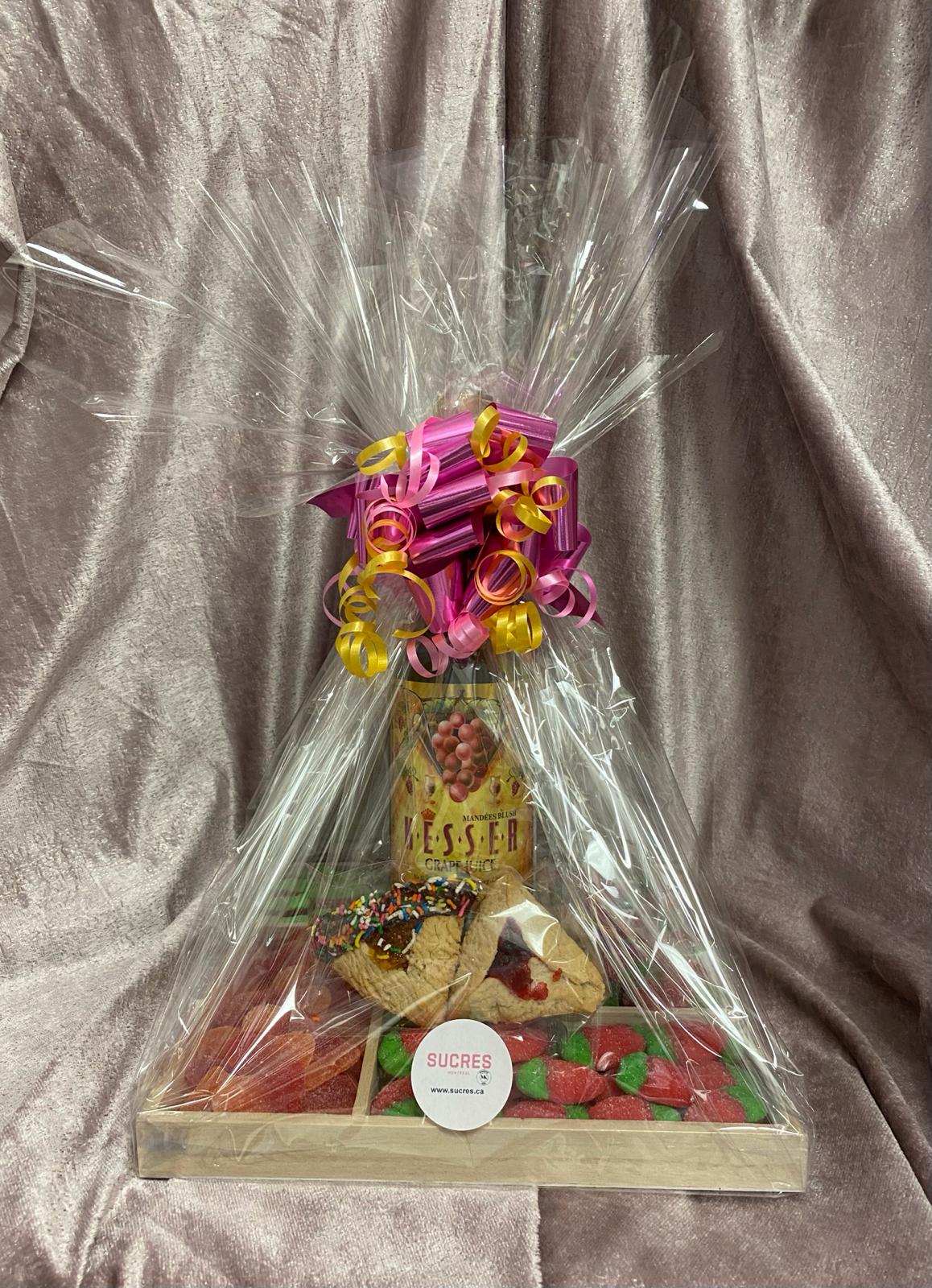 Wooden Platter 5 Sectional Purim Gift